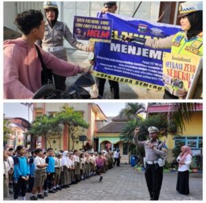 Guna Tekan Penurunan  Laka Lantas, Satlantas Polres Batu Gelar Sosialisasi Sekaligus Berikan Teguran Simpatik Pada Pelanggar Lalu Lintas