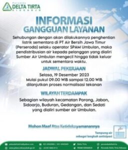 Siap-siap Tampung Air….! Aliran PDAM Delta Tirta di Wilayah Ini akan Mengecil Sementara