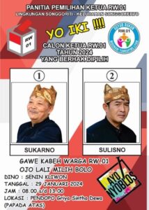 Jelang Pemilihan Calon Ketua RW 01 Songgoriti, Poster Sudah Ramai Terpasang di Medsos